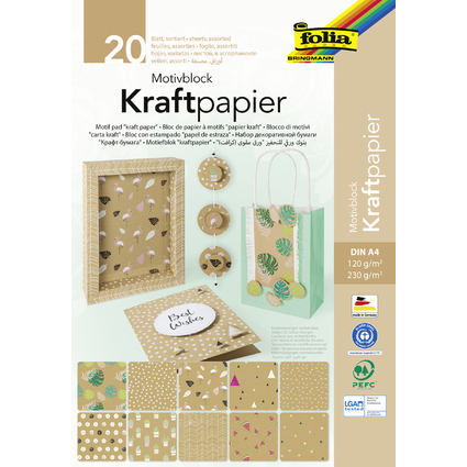 folia Motivblock "Kraftpapier", DIN A4, 20 Blatt