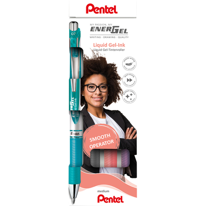 Pentel Gel-Tintenroller EnerGel XmRT Liquid, 4er Set