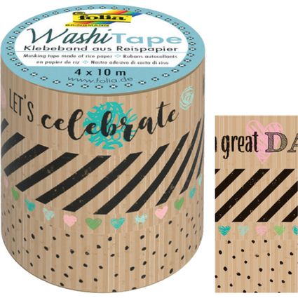 folia Deko-Klebeband Washi-Tape KRAFTPAPIER I, 4er Set