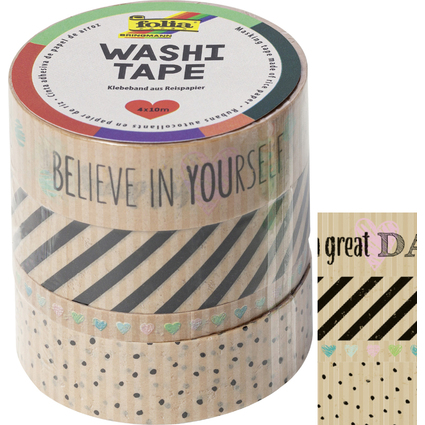 folia Deko-Klebeband Washi-Tape KRAFTPAPIER II, 4er Set