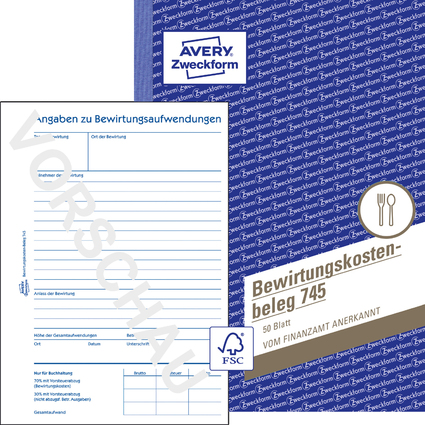 AVERY Zweckform Formularbuch "Bewirtungskosten-Beleg", A5