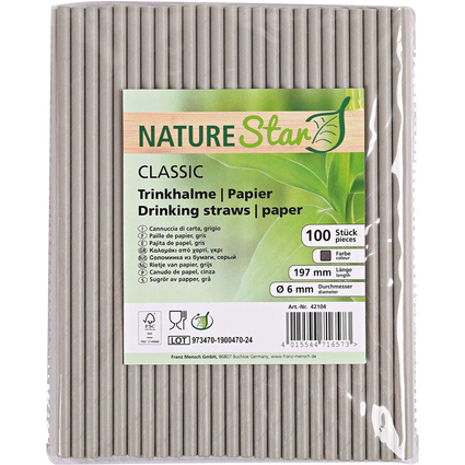 NATURE Star Papier-Trinkhalm Classic, 197 mm, grau