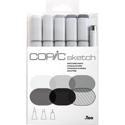 COPIC Marker sketch, 6er Set "Sketching Grays"