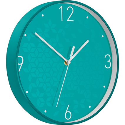 LEITZ Wanduhr WOW, Quarzwerk, eisblau
