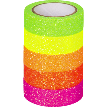 HEYDA Deko-Klebeband "Neon Regenbogen", glitter