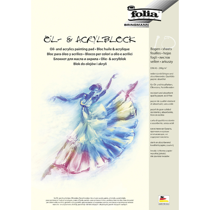 folia l- und Acrylblock, DIN A3, 290 g/qm, 10 Blatt