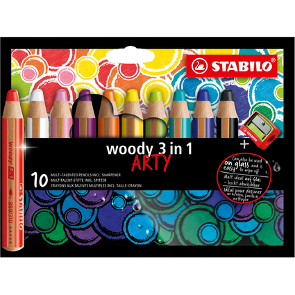 STABILO Multitalentstift woody 3 in 1, 10er Kartonetui ARTY
