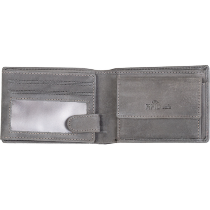 PRIDE&SOUL Mini-Geldbrse RFID, im Querformat, Leder, grau