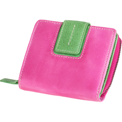 MIKA Damengeldbrse, aus Leder, Farbe: pink-grn