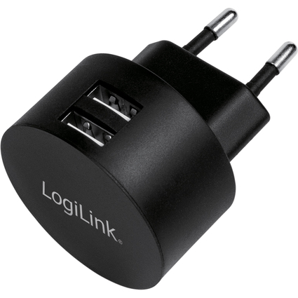 LogiLink USB-Steckdosenadapter fr Fast Charging, 2x USB-A
