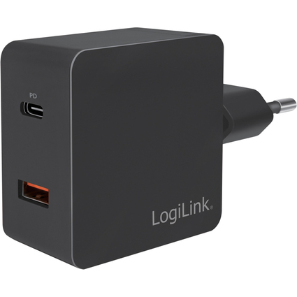 LogiLink USB-Steckdosenadapter, USB-C (PD) & 1x USB-A (QC)