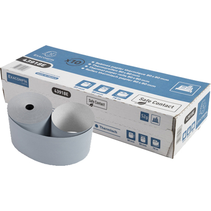 EXACOMPTA Thermorollen SafeContact, 80 mm x 76 m, grau-blau