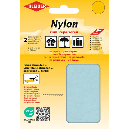 KLEIBER Nylon-Flicken, selbstklebend, eisblau