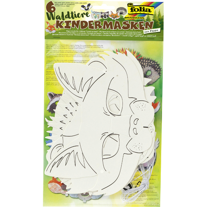 folia Kindermasken "Waldtiere", aus Pappe, wei