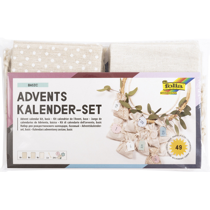 folia Adventskalender-Set BASIC, Stoffbeutel, 49-teilig