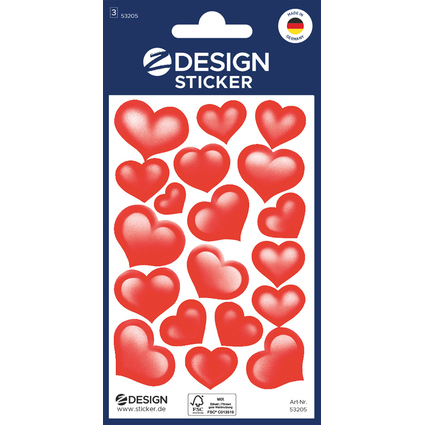 ZDesign CREATIVE Sticker "Herzen", beglimmert, rot