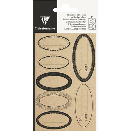 Clairefontaine Geschenke-Sticker "Oval Kraft", schwarz