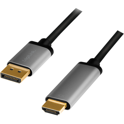 LogiLink DisplayPort - HDMI Kabel, 2,0 m, schwarz/grau