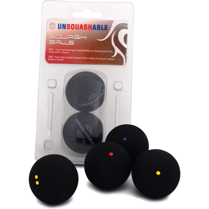 UNSQUASHABLE Squashball, schwarz, mittel, 2er Blister