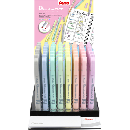 Pentel Textmarker Illumina Flex Pastel, 48er Display