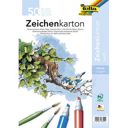 folia Zeichenkarton, DIN A4, 120 g/qm, wei
