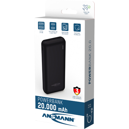 ANSMANN Powerbank PB212, 20.000 mAh, schwarz