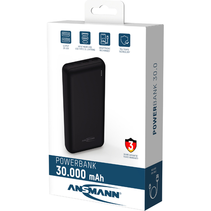 ANSMANN Powerbank PB212, 30.000 mAh, schwarz