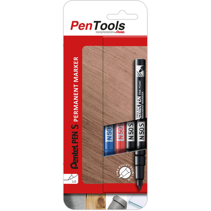 Pentel Permanent-Marker N50S, Rundspitze, 4er Etui, sortiert