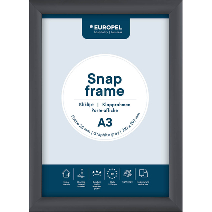 EUROPEL Plakatrahmen Premium, DIN A3, 25 mm, graphitgrau