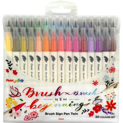 PentelArts BrushSignPen Pinselstift Twin, 30er Set