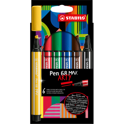 STABILO Fasermaler Pen 68 MAX, 6er Kartonetui ARTY