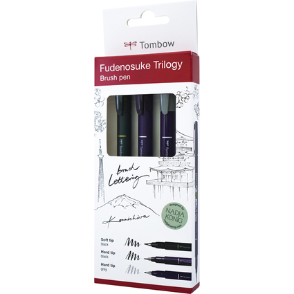 Tombow Kalligraphie-Stift Fudenosuke Trilogy, 3er Set