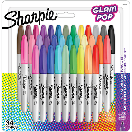 Sharpie Permanent-Marker FINE "Glam Pop", 34er Blister