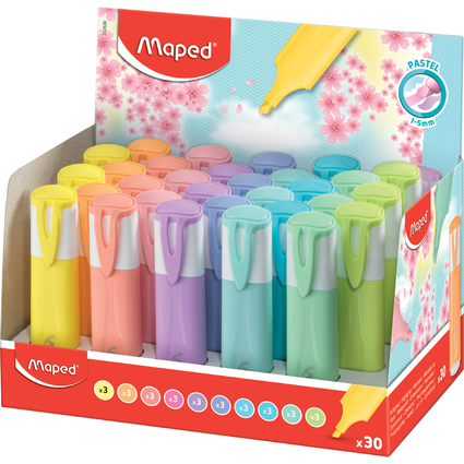 Maped Textmarker FLUO'PEPS PASTEL, 30er Display
