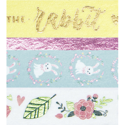 folia Deko-Klebeband Washi-Tape "FOLLOW THE RABBIT", 4er Set