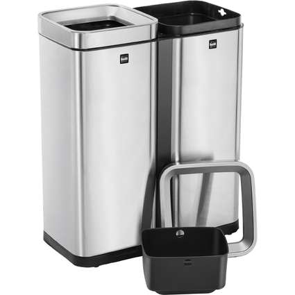 helit Abfalltrenner "the twin bin", 2 x 30 Liter, Edelstahl