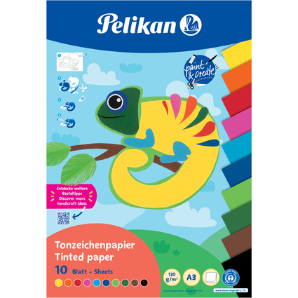 Pelikan Tonpapierblock, DIN A3, 10 Blatt, farbig sortiert