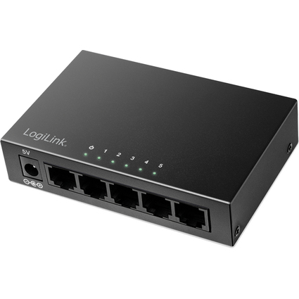LogiLink Desktop Gigabit Ethernet Switch, 5-Port, schwarz