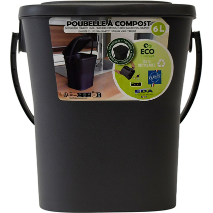 EDA Komposteimer KOMPOST, 6 Liter, anthrazit