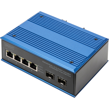 DIGITUS Industrial Gigabit Ethernet PoE Switch, 4+2 Port
