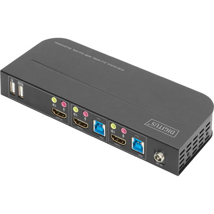 DIGITUS Desktop KVM Switch mit integriertem USB-Hub, schwarz