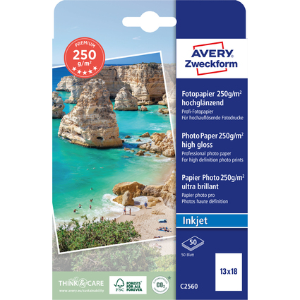 AVERY Zweckform Inkjet Fotopapier PREMIUM, 13 x 18 cm, wei