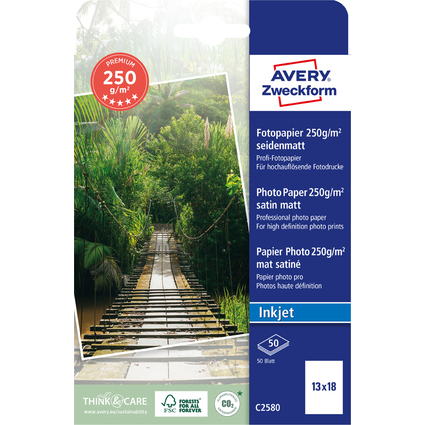 AVERY Zweckform Inkjet Fotopapier PREMIUM, 13 x 18 cm, wei