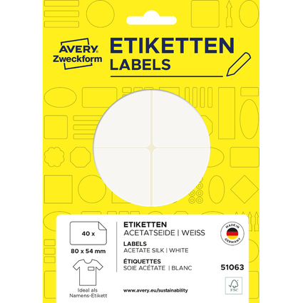 AVERY Zweckform Namens-Etiketten, 80 x 54 mm, ablsbar, wei
