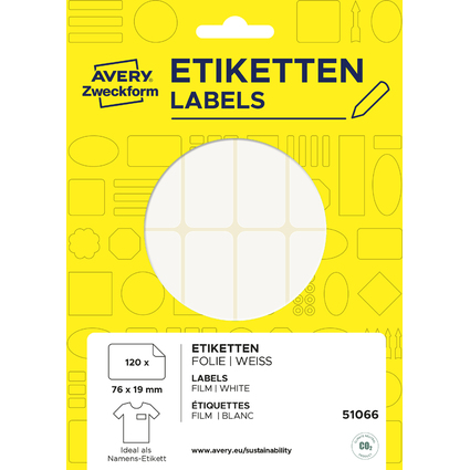 AVERY Zweckform Namens-Etiketten, 76 x 19 mm, ablsbar, wei