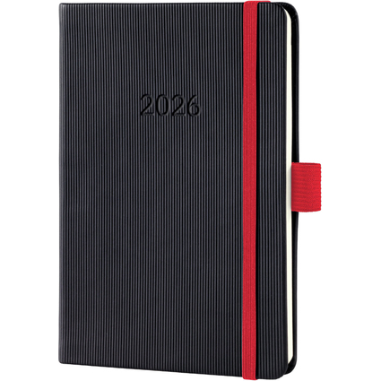sigel Taschenkalender Conceptum 2026, ca. DIN A6,schwarz/rot