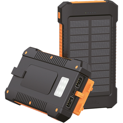 LogiLink Powerbank mit Solar, 6.000 mAh, schwarz/orange