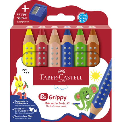 FABER-CASTELL Dreikant-Buntstift Grippy, 6er Kartonetui