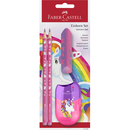 FABER-CASTELL Schreibset Einhorn, pink, 4-teilig
