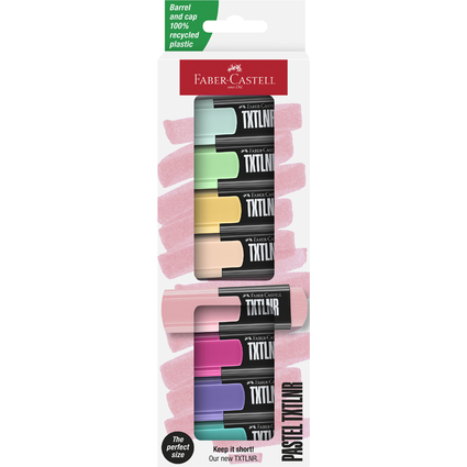 FABER-CASTELL Mini-Textmarker TXTLNR Pastell, 8er Kartonetui